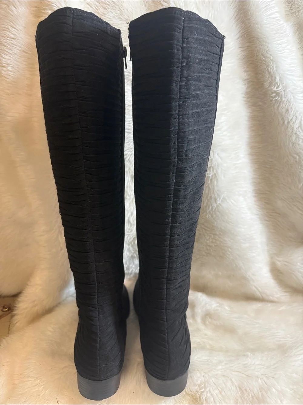 Kelly & Katie Lanner NWOT Black Knee High Boots Size 11M Faux Suede Riding Boots